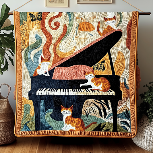 Cat And Piano Quilted Blanket GFTOAB164