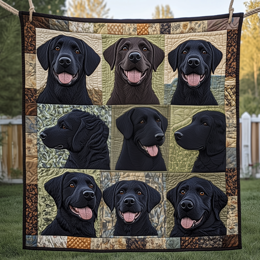 Black Labrador Dogs Quilted Blanket GFTOAB2274