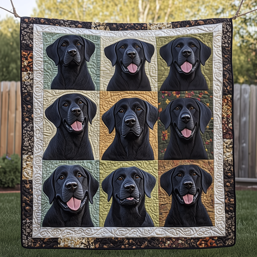 Black Labrador Dogs Quilted Blanket GFTOAB2275