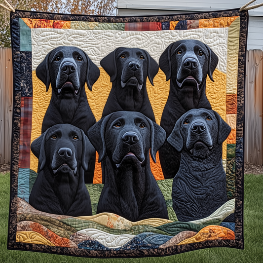 Black Labrador Dogs Quilted Blanket GFTOAB2277