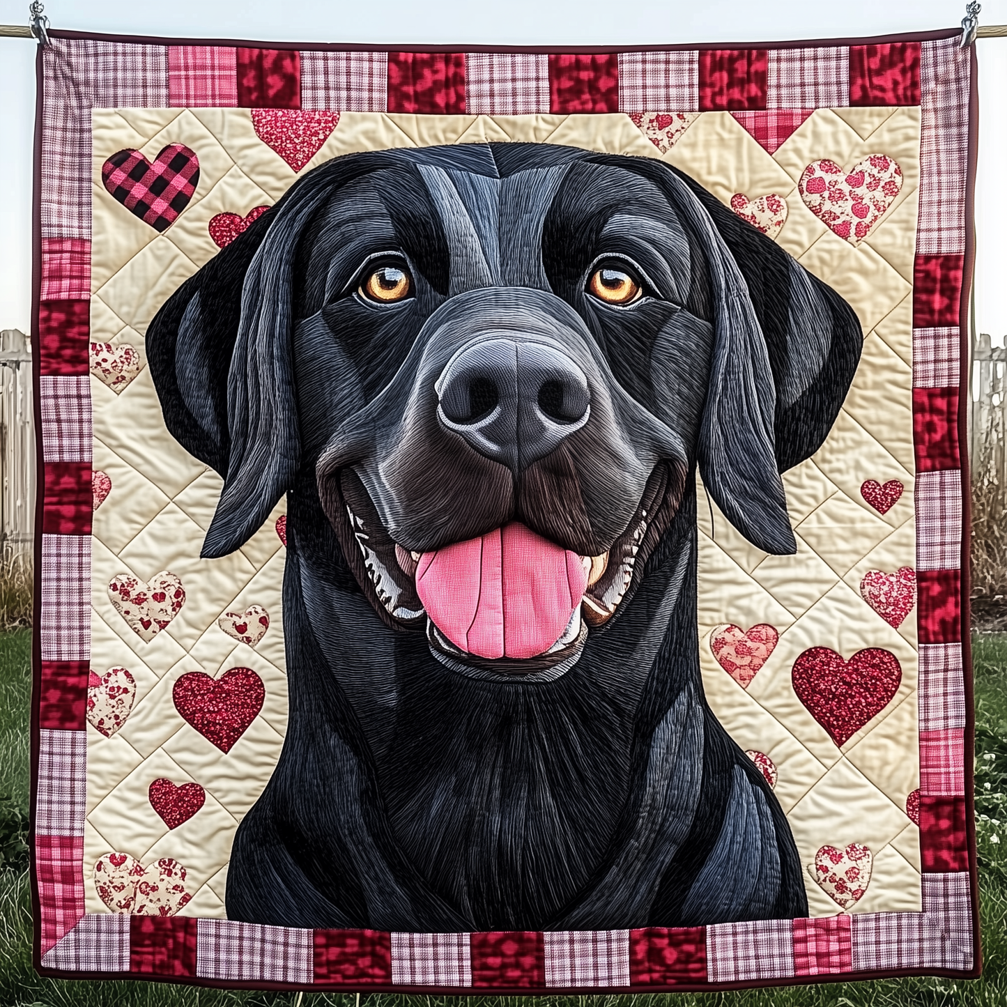 Black Labrador Valentine Quilted Blanket GFTOAB2279