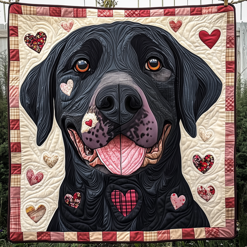 Black Labrador Valentine Quilted Blanket GFTOAB2280