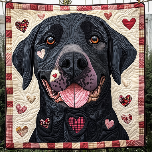 Black Labrador Valentine Quilted Blanket GFTOAB2280