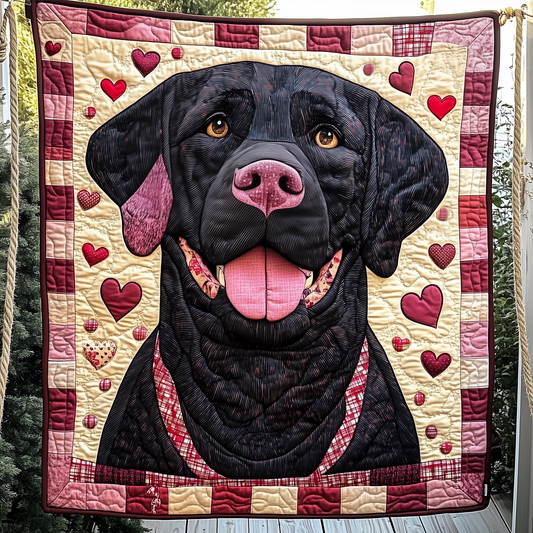 Black Labrador Valentine Quilted Blanket GFTOAB2281