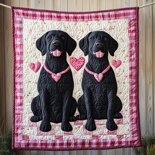 Black Labrador Valentine Quilted Blanket GFTOAB2283