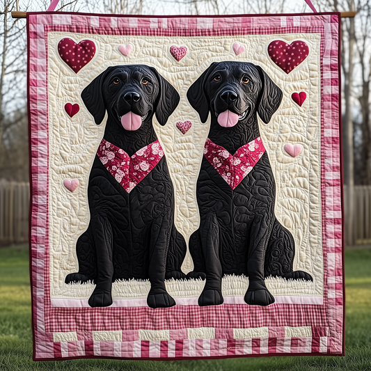 Black Labrador Valentine Quilted Blanket GFTOAB2284