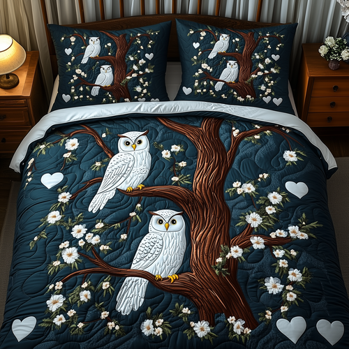 Winter Owl 3-Piece Quilted Bedding Set GFTOAB2296