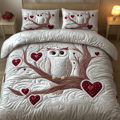 Winter Owl 3-Piece Quilted Bedding Set GFTOAB2298