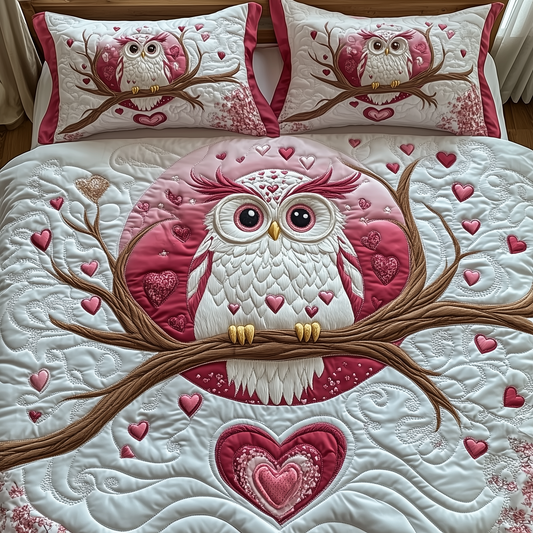 Winter Owl 3-Piece Quilted Bedding Set GFTOAB2299