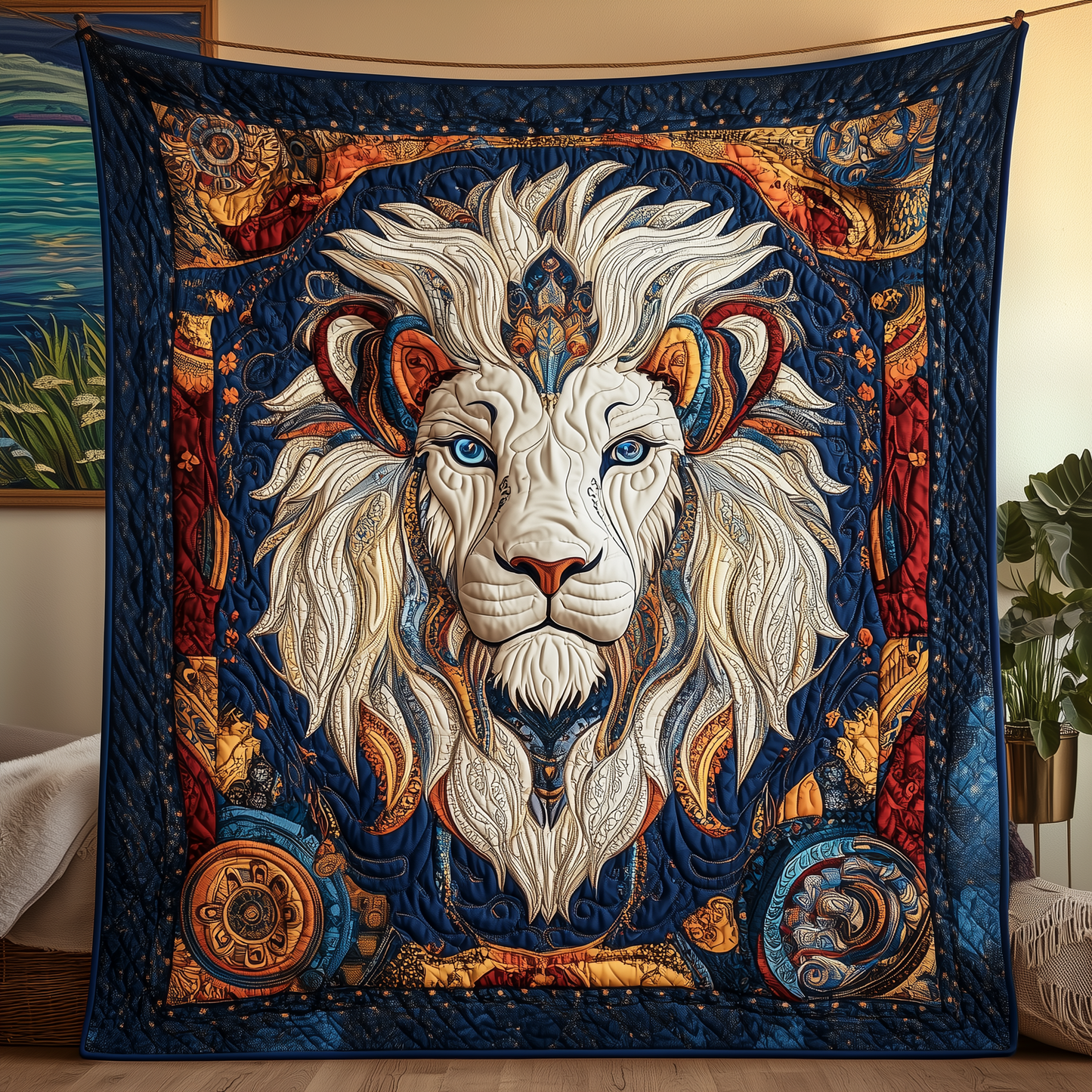 Majestic Leo Zodiac Sign Quilted Blanket GFTOAB2342