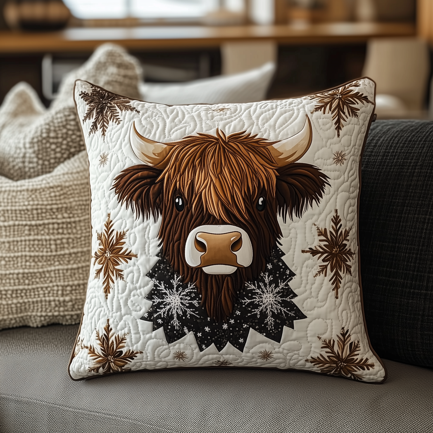 Highland Cow Quilted Pillow Case GFTOAB2363