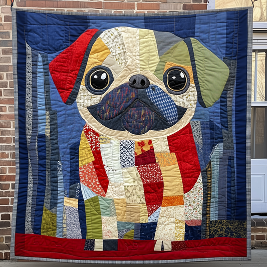 Adorable Pug Puppy Quilted Blanket GFTOAB2615