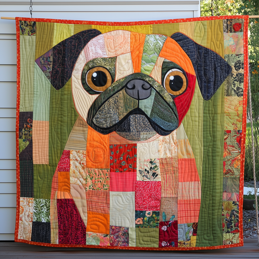 Adorable Pug Puppy Quilted Blanket GFTOAB2617