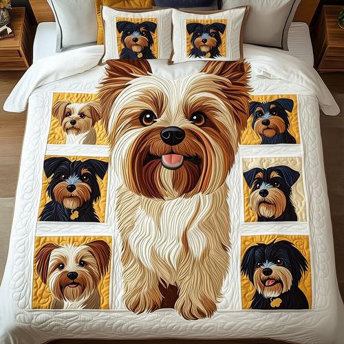 Yorkshire Terrier 3-Piece Quilted Bedding Set GFTOAB268