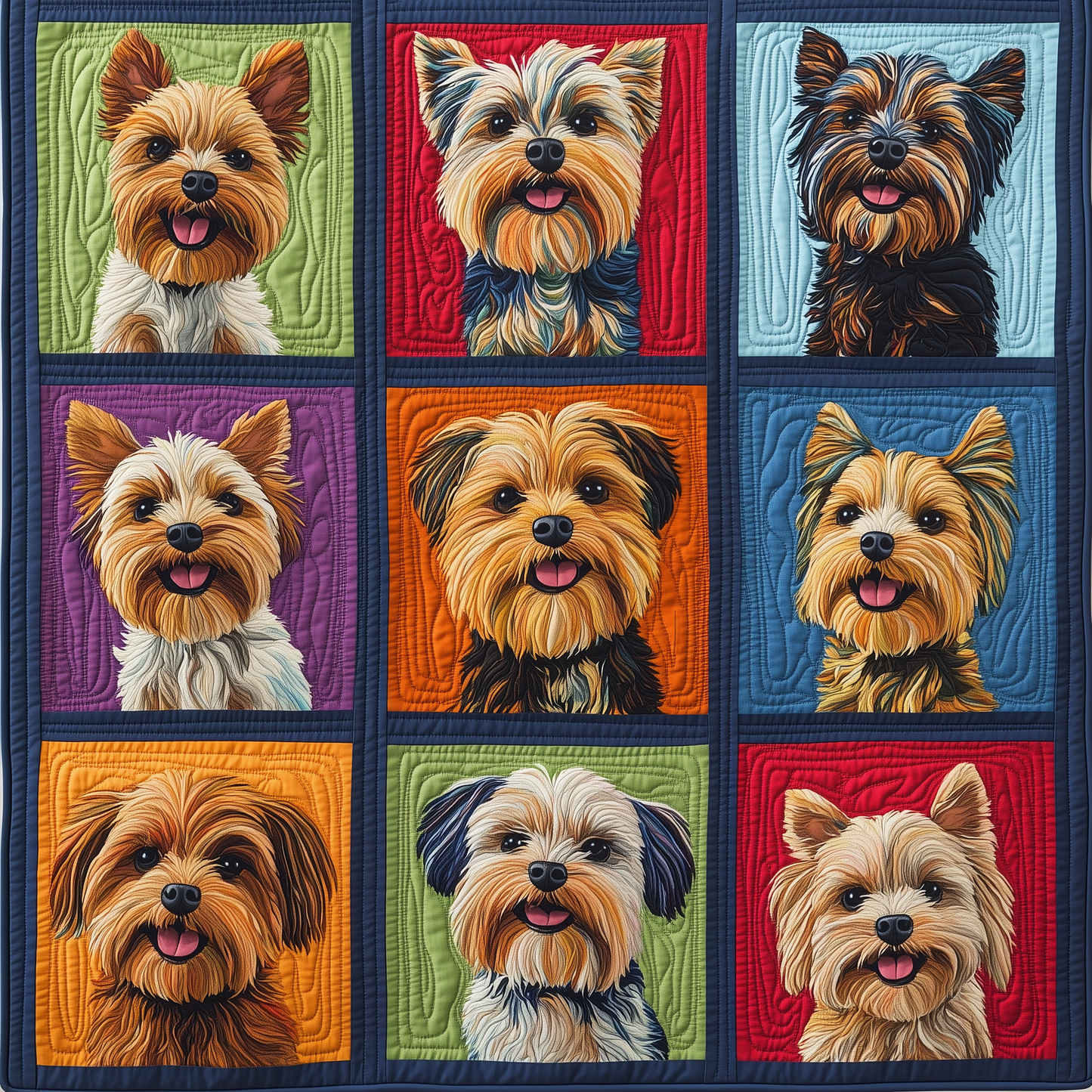 Colorful Yorkie Quilted Blanket GFTOAB299