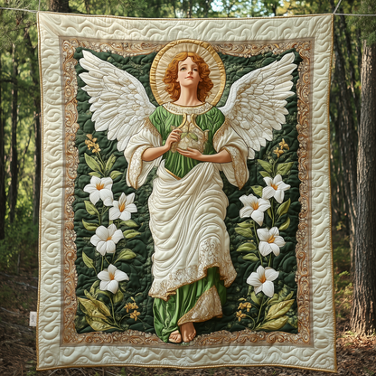 Angel With Lilies Quilted Blanket GFTOAB587