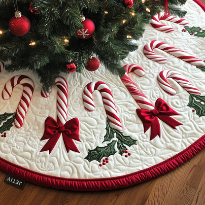 Christmas Candy Canes Quilted Tree Skirt GFTOAB721