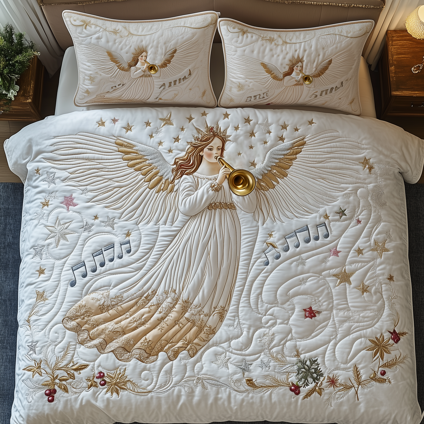 Christmas Angel 3-Piece Quilted Bedding Set GFTOAB888