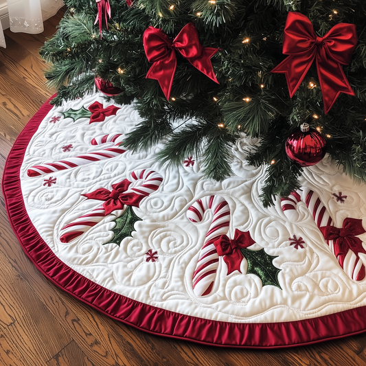 Christmas Candy Canes Quilted Tree Skirt GFTOAB940