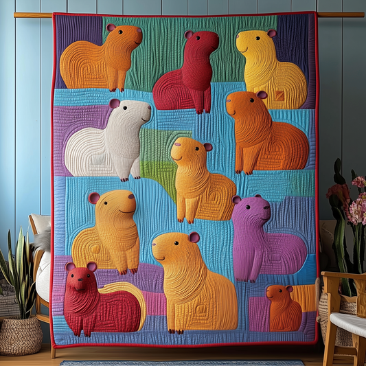 Stacked Capybara Squad Quilted Blanket GFTOHD1902