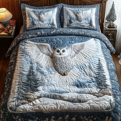 Majestic Winter Owl 3-Piece Quilted Bedding Set GFTOHD1903