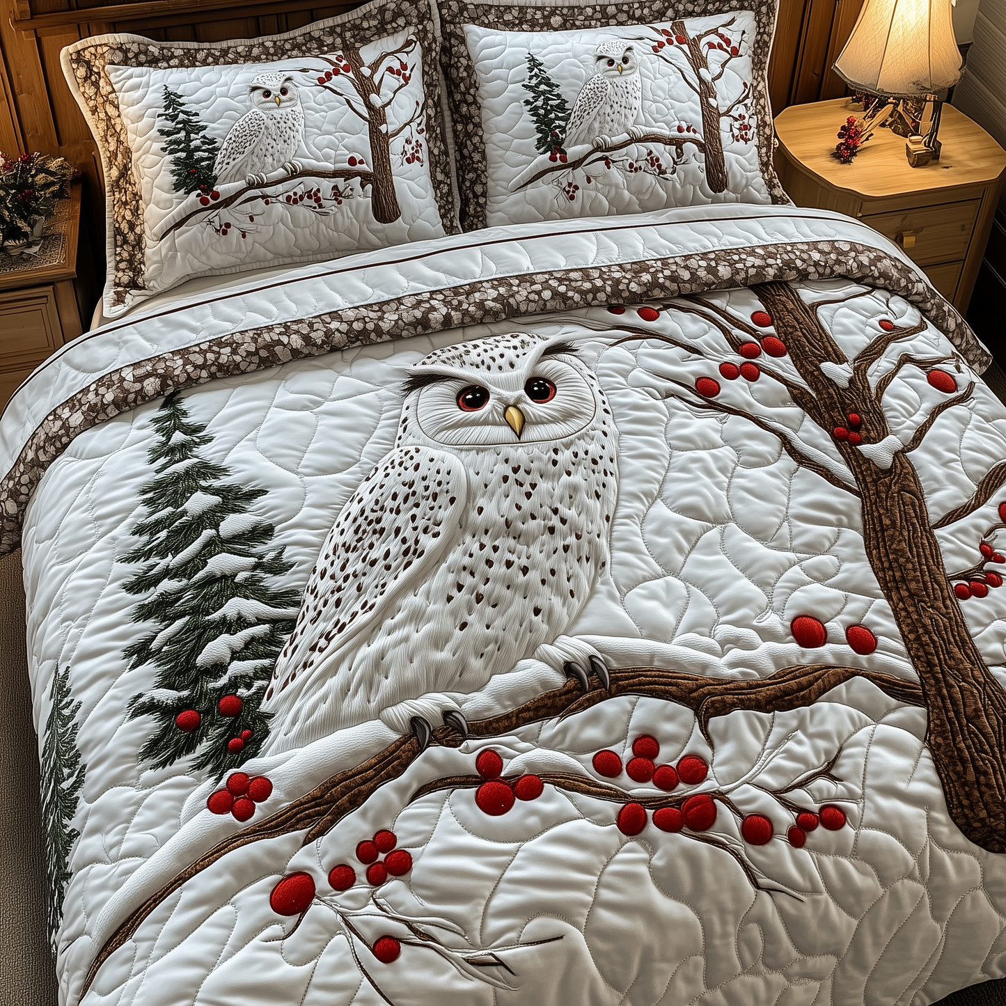 Silent White Watcher 3-Piece Quilted Bedding Set GFTOHD1906