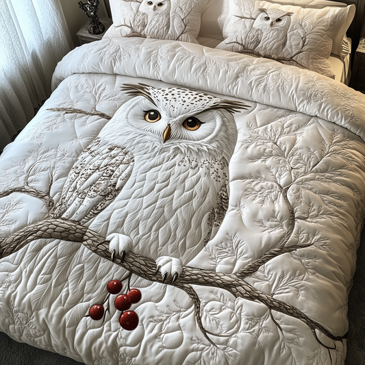 Silent White Watcher 3-Piece Quilted Bedding Set GFTOHD1907