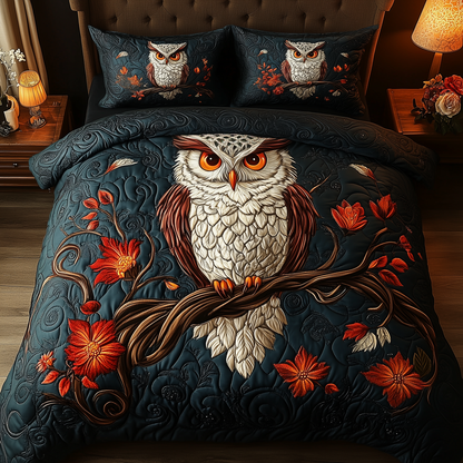 Twilight Bloom Perch 3-Piece Quilted Bedding Set GFTOHD1909