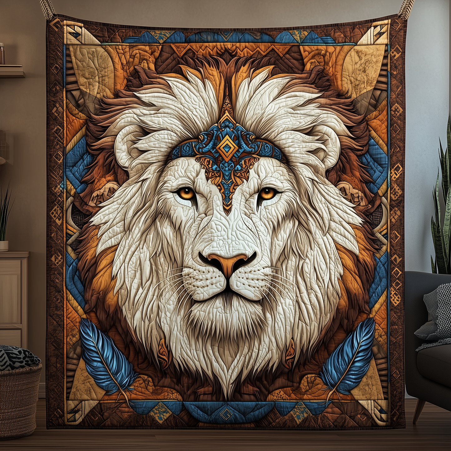 Majestic Native Lion Quilted Blanket GFTOHD1914