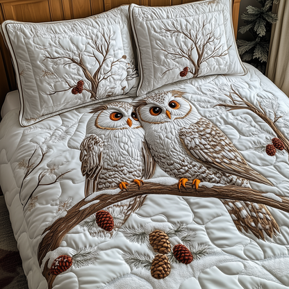 Owls in Love 3-Piece Quilted Bedding Set GFTOHD1922