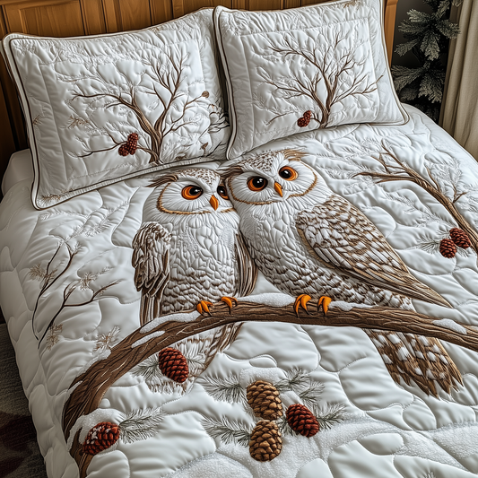 Owls in Love 3-Piece Quilted Bedding Set GFTOHD1922