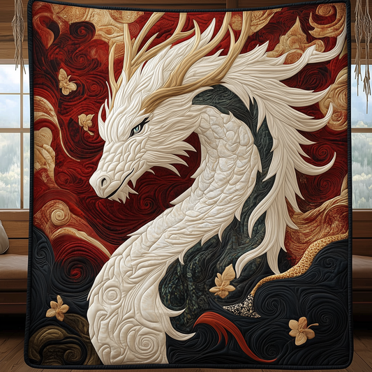 Dragon of Fiery Petals Quilted Blanket GFTOHD1963