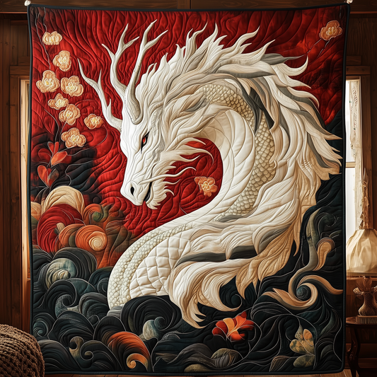 Majestic White Dragon Quilted Blanket GFTOHD1965