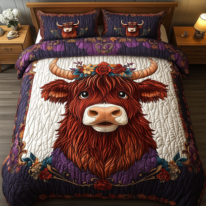 The Festive Cow 3-Piece Quilted Bedding Set GFTOHD1979