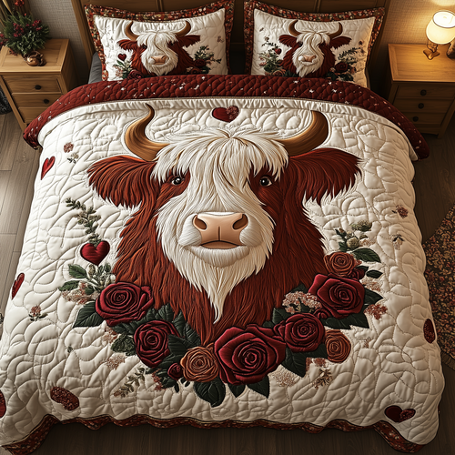 Charming Highland Rose 3-Piece Quilted Bedding Set GFTOHD1988