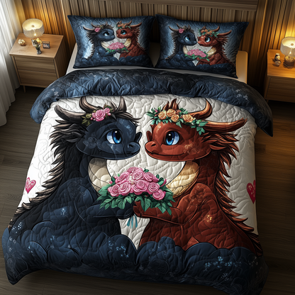 Enchanting Dragon Love 3-Piece Quilted Bedding Set GFTOHD1992