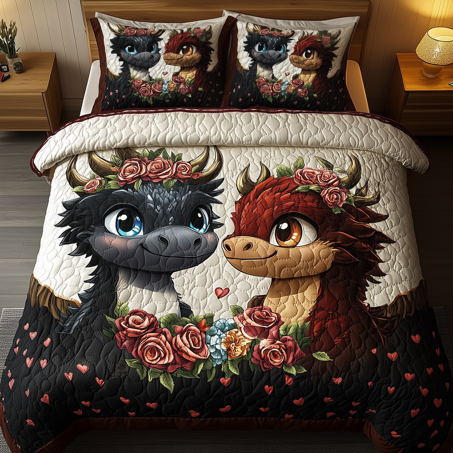 Loving Dragon Souls 3-Piece Quilted Bedding Set GFTOHD1993