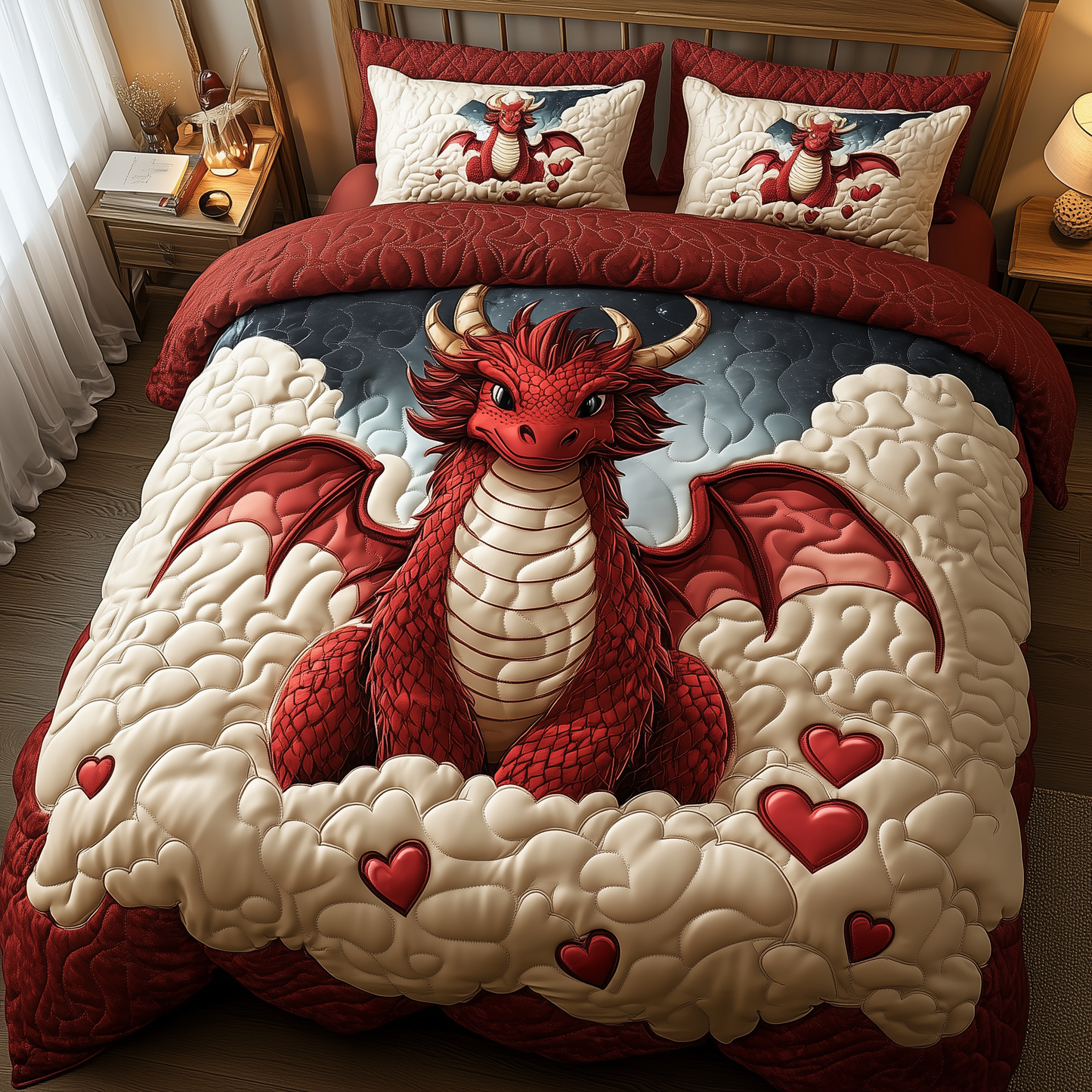 Heartbound Mystic Dragon 3-Piece Quilted Bedding Set GFTOHD1994