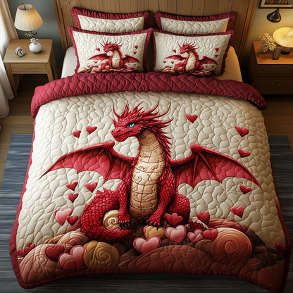 Mystical Dragon Hearts 3-Piece Quilted Bedding Set GFTOHD1995