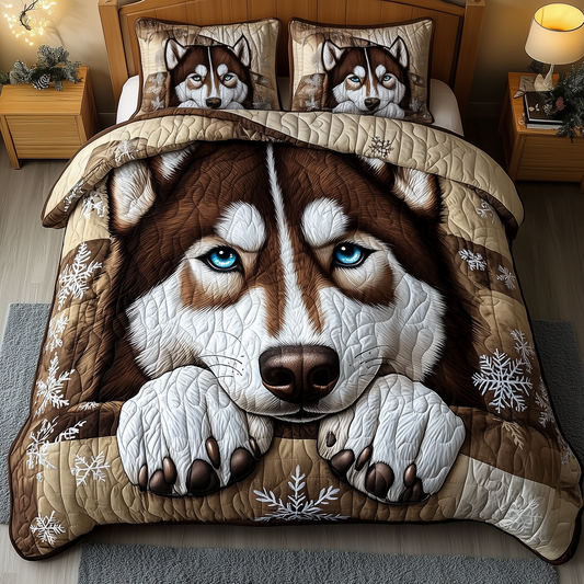 Frosted Husky Dreams 3-Piece Quilted Bedding Set GFTOHD2004