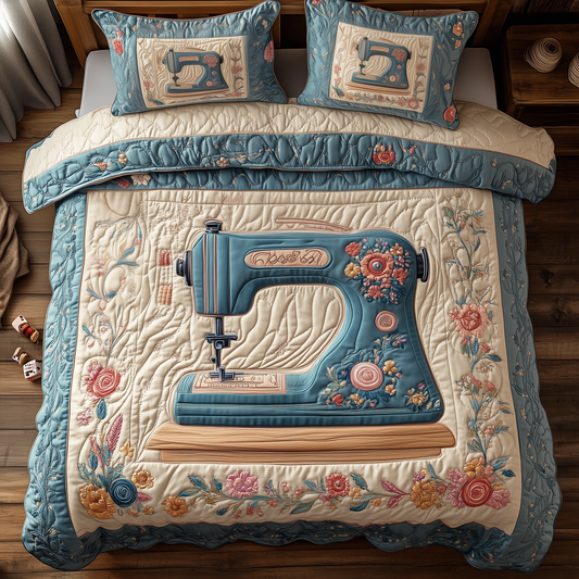 Sewing Vintage Whimsy 3-Piece Quilted Bedding Set GFTOHD2273