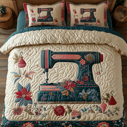 Sewing Vintage Whimsy 3-Piece Quilted Bedding Set GFTOHD2277