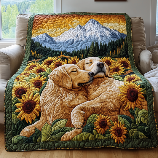 Golden Sunflower Bliss Quilted Blanket GFTOHD2292