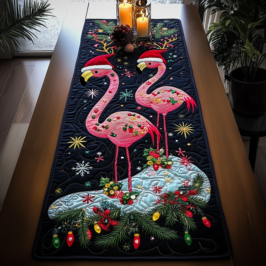 Christmas Flamingo Quilted Table Runner GFTOHD508