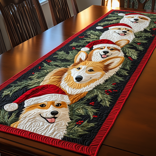 Christmas Joyful Corgi Quilted Table Runner GFTOHD618