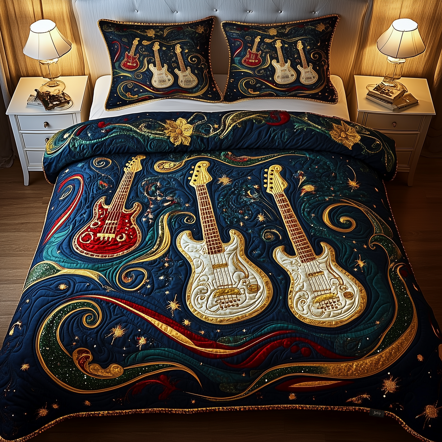 Elegant Guitar 3-Piece Quilted Bedding Set GFTOHD755