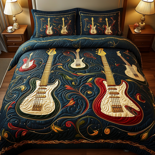 Elegant Guitar 3-Piece Quilted Bedding Set GFTOHD756