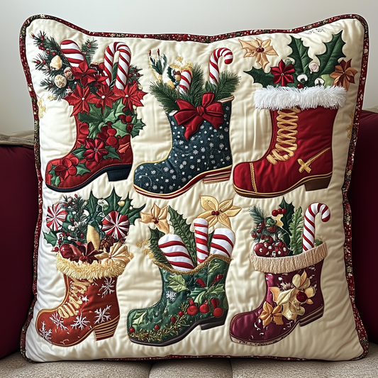 Christmas Santa Boot Quilted Pillow Case GFTONL1236