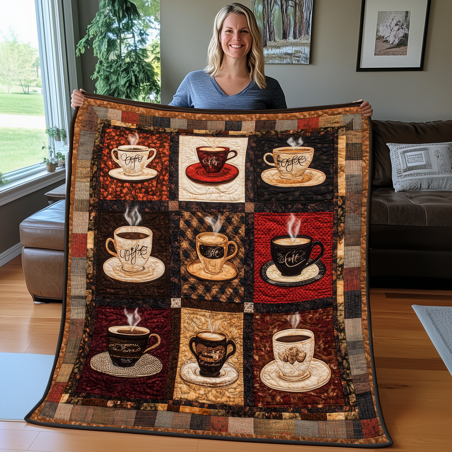 Coffee Cup Quilted Blanket GFTONL1998