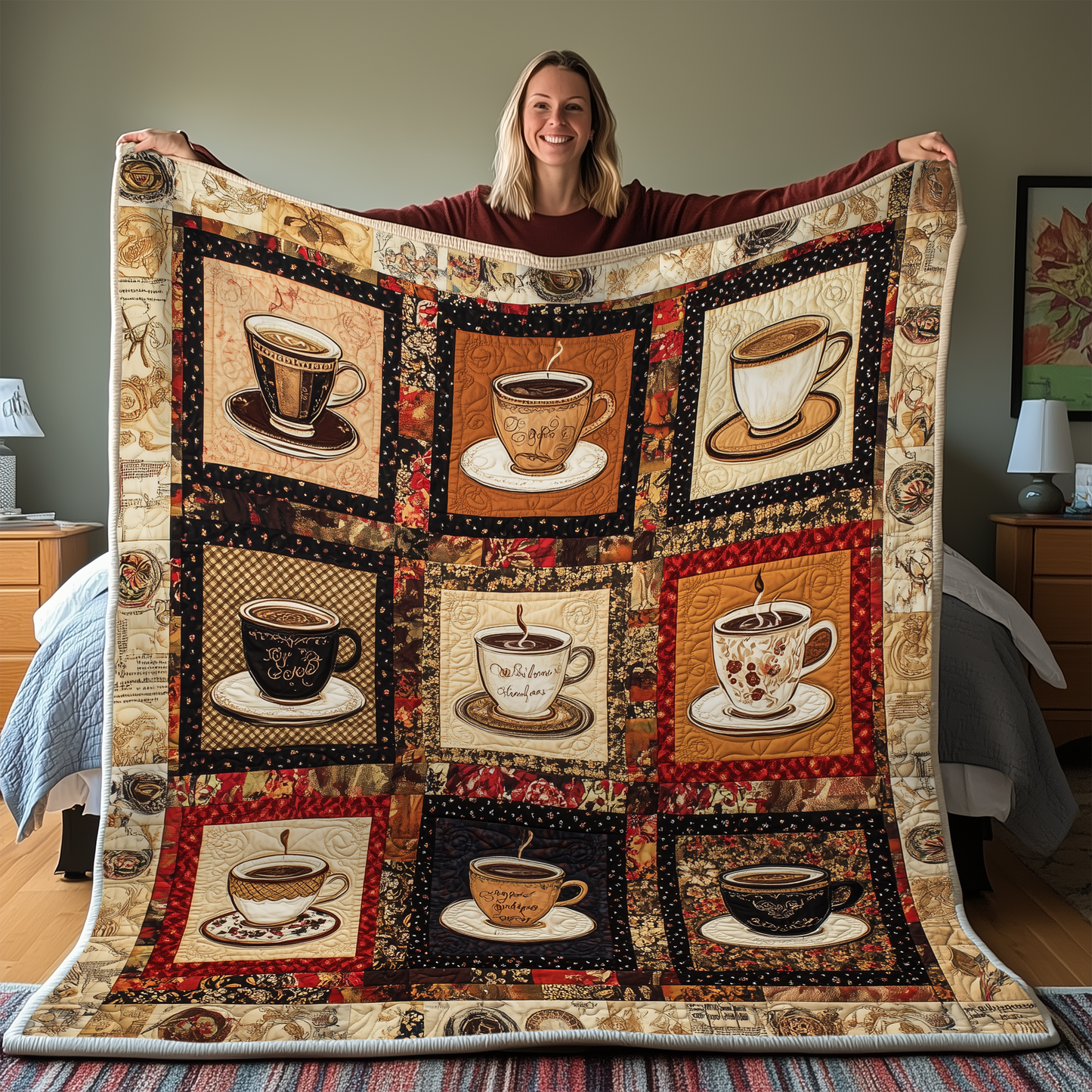 Coffee Cup Quilted Blanket GFTONL1999